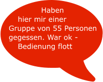 Haben hier mir einer Gruppe von 55 Personen gegessen. War ok - Bedienung flott